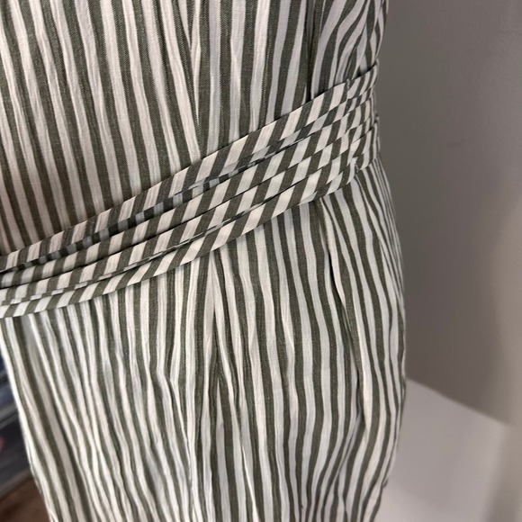 Miss Dorby Vintage Green White Striped Button Front Layered Dress Sz 12 - Picture 7 of 11